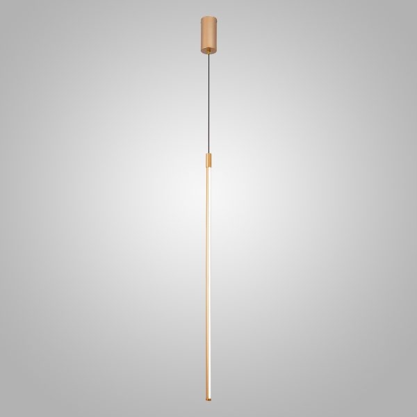 Pendente +Luz Tenues Alumínio Dourado Fosco 8 watts 2700K Ø16x800mm PE-133/8.80DF