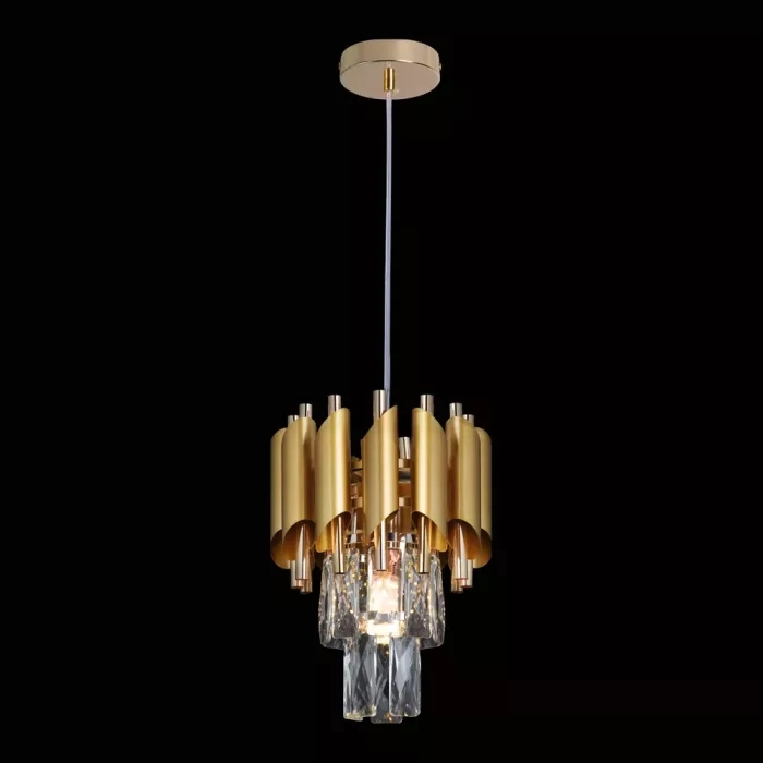 Pendente Sindora 1L E14 Metal Dourado Cristal Transparente Ø200x260mm DCD06590