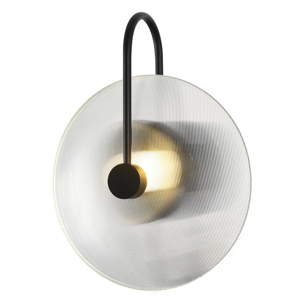 Arandela Bella Vinyl Vidro e Metal Preto 5 watts 3000K 250x300x120mm VIN1AR01PT030