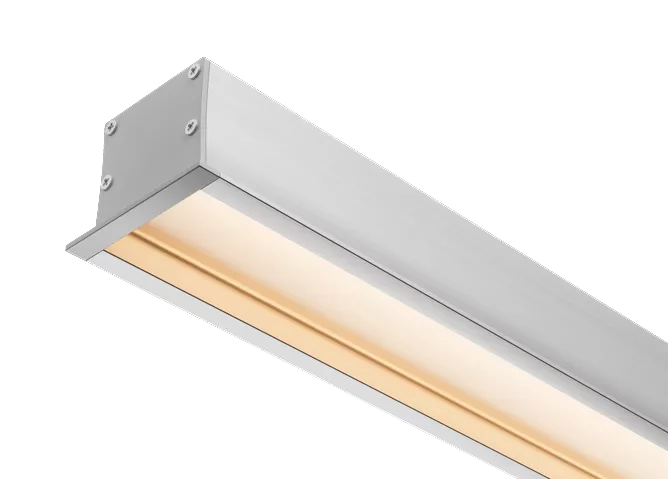 Perfil Powerlume Embutido Alumínio e ABS Difusor Recuado 42x33mm Barra de 2 metros EMB-R40