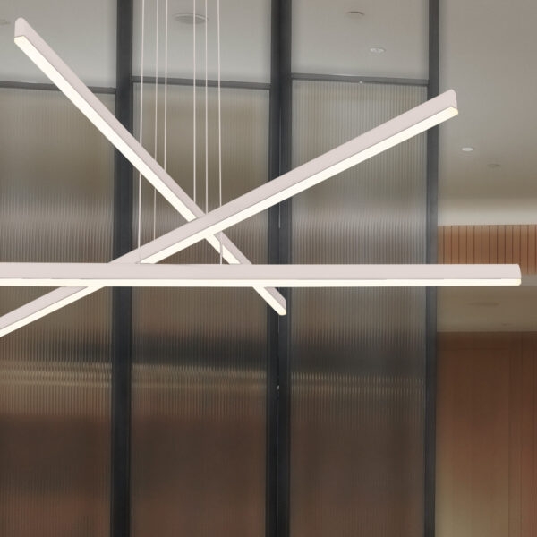 Pendente +Luz Flat Line Metal e Alumínio Branco 48 watts 2700K 1015x1200mm PE-096/48.27BF
