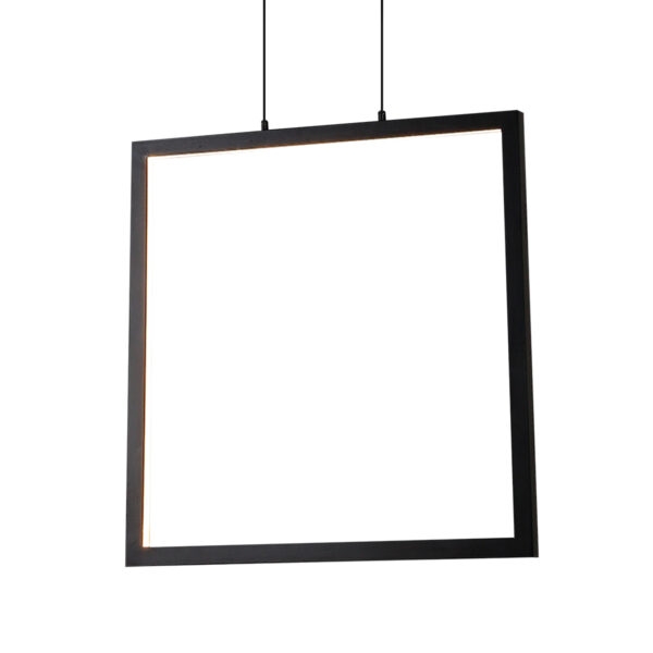 Pendente +Luz Montaggio Metal e Acrílico Preto 35 watts 2700K 444x444mm PE-102/35.27PF