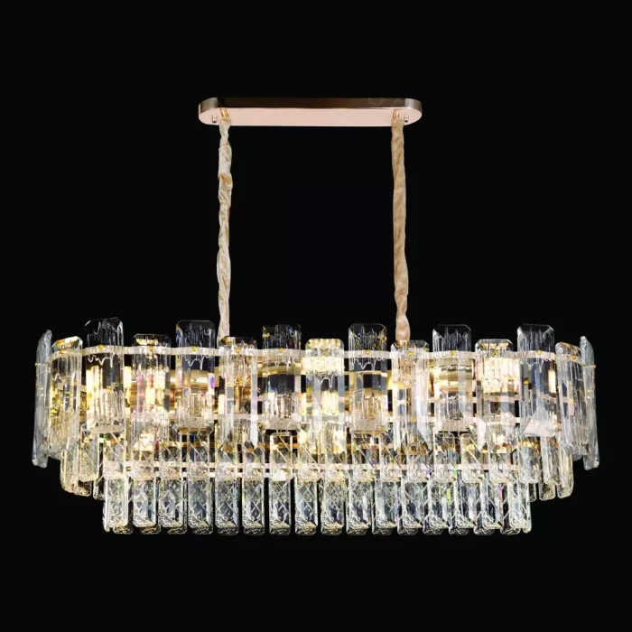 Pendente Sindora 10L E14 Metal Dourado Cristal 770X270X250mm DCD06553