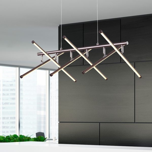 Pendente +Luz Bets Alumínio e Silicone Marrom Fosco 48 watts 3000K 410x800mm PE-131/48.80MF