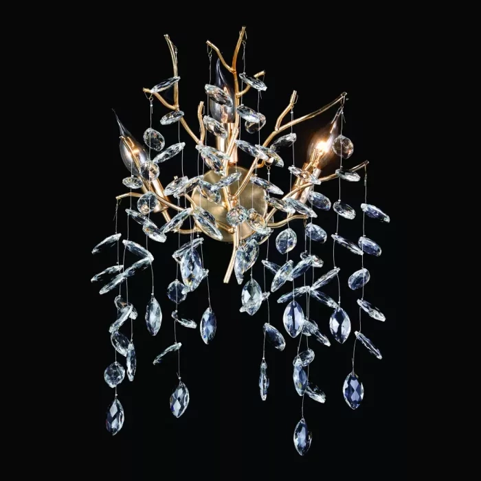 Arandela Sindora 3L E14 Metal Dourado Cristal Transparente 500x300x200mm DCB06573