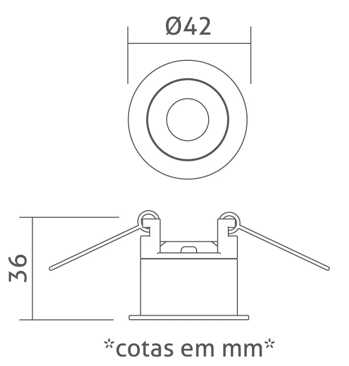 Luminária de Embutir Powerlume Dot Line Redondo 3 watts 36° IP40 Ø42x36mm Bivolt DOTEMB-R-3W