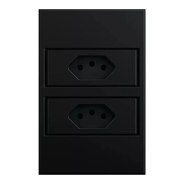 Tomada Stella Dupla 10A S. Touch Policarbonato Preto  STO24410PTO