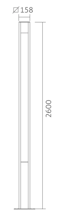 Poste Powerlume Quattro 20 watts IP66 Alumínio e Difusor em Acrílico Bivolt 158x2600mm PBQ-20W