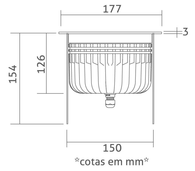 Embutido de Solo Powerlume 20 watts IP67 Alumínio e Difusor Acrílico Bivolt 126x177x150mm ESX20W