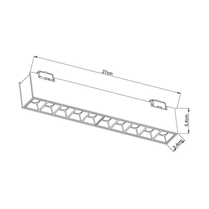 Módulo Linear Led para Cinta Eletrificada Sity Nordecor 48V 12 watts 2700K IRC90 270x54x34mm  6648