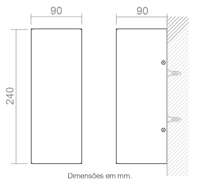 Arandela Powerlume 12 watts IP66 Facho Duplo Alumínio e Acrílico 240x90mm﻿ Bivolt ARC12W