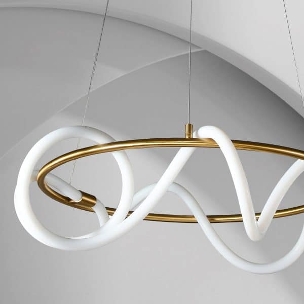Pendente +Luz Kotel Metal e Silicone Bronze 35 watts 2700K Ø600x300mm PE-132/35.60BRO
