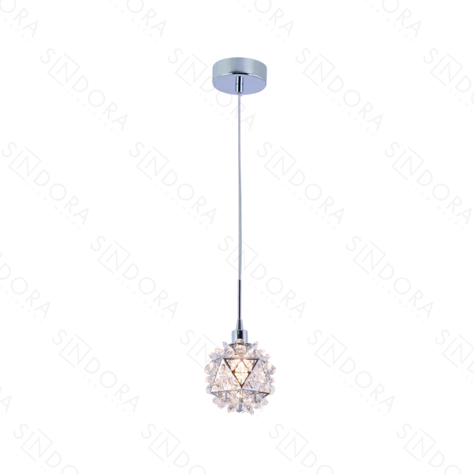 Pendente Sindora Metal Cromado e Cristal 1L G9 100mm QD05161