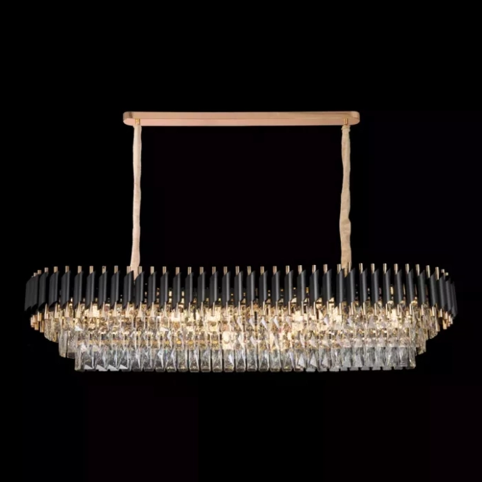 Pendente Sindora 16L E14 Metal Preto e Cristal Transparente 1180x350X290mm DCD06584