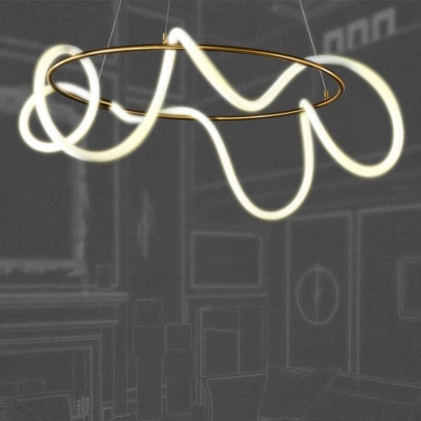Pendente +Luz Kotel Metal e Silicone Bronze 45 watts 2700K Ø800x300mm PE-132/45.80BRO