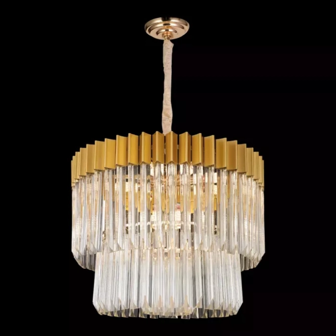 Pendente Sindora 18L E14 Metal Dourado Cristal Ø800x450mm DCD01019