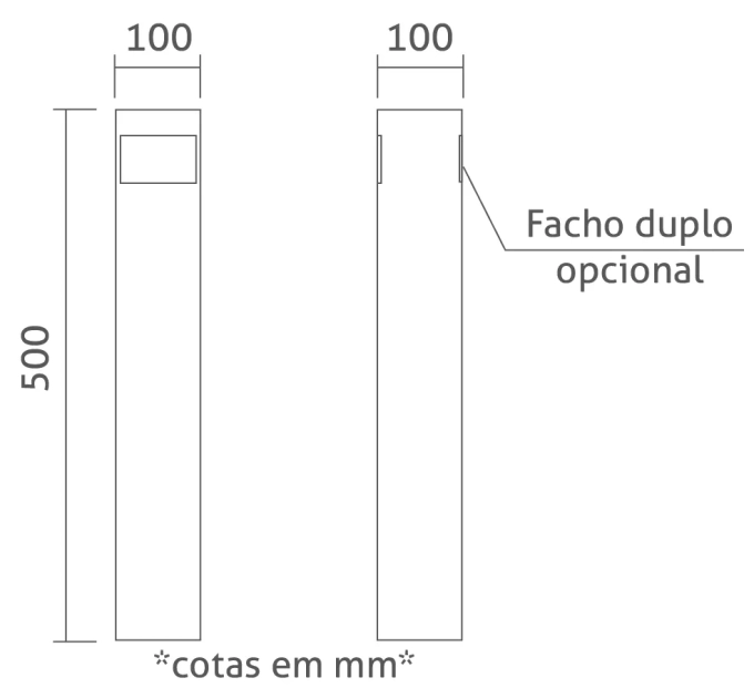 Poste Balizador Powerlume 3 watts IP65 Alumínio Bivolt 500mm PBL3W
