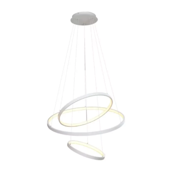 Pendente +Luz Rings Metal e Acrílico Branco 100 watts 2700K Ø400/600/800mm PE-103/100.27BF