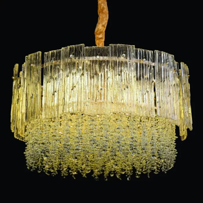 Pendente Sindora 11L E14 Metal Dourado Cristal Ø550x300mm DCD06598