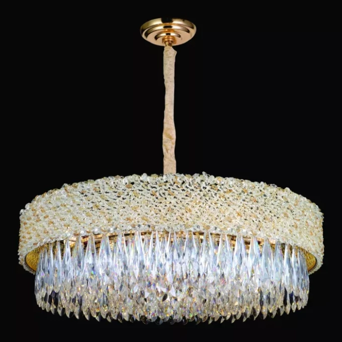 Pendente Sindora 17L E14 Metal Dourado Cristal Ø750x250mm DCD06602