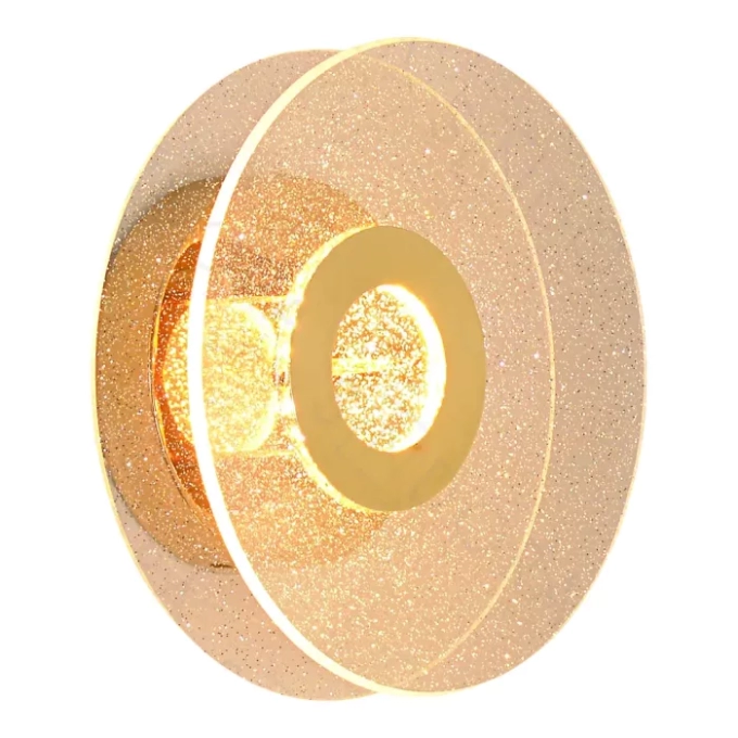 Arandela Sindora Metal e Acrílico Dourado 7 watts 3000K Ø195X65mm QB05147