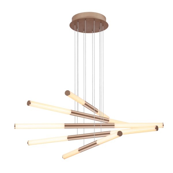 Pendente +Luz Tubo Alumínio e Acrílico Marrom Fosco 54 watts 3000K Ø900mm PE-130/72.90MF