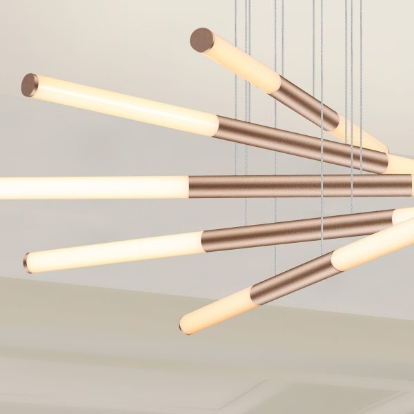 Pendente +Luz Tubo Alumínio e Acrílico Marrom Fosco 54 watts 3000K Ø900mm PE-130/72.90MF