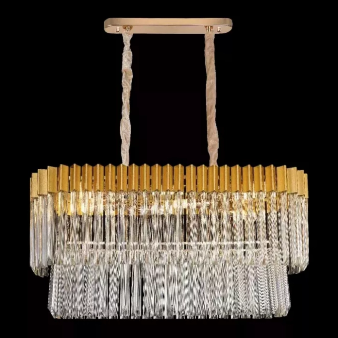 Pendente Sindora 11L E14 Metal Dourado Cristal 900x300x450mm DCD01020