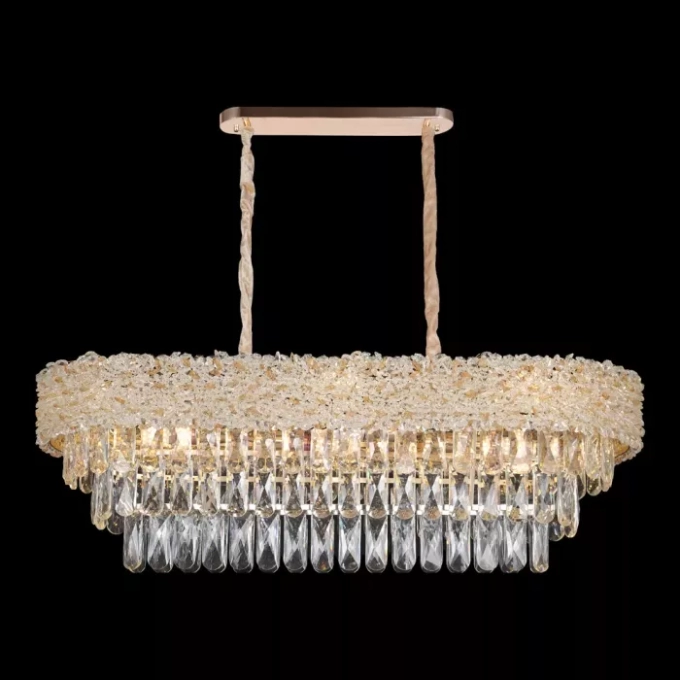 Pendente Sindora 12L E14 Metal Dourado e Cristal 780x300X250mm DCD06582