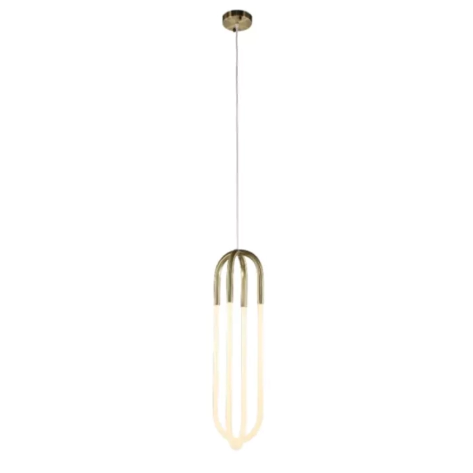Pendente +Luz Anello Metal e Vidro Bronze 15 watts 2700K 205x760mm PE-118/80.27BRO
