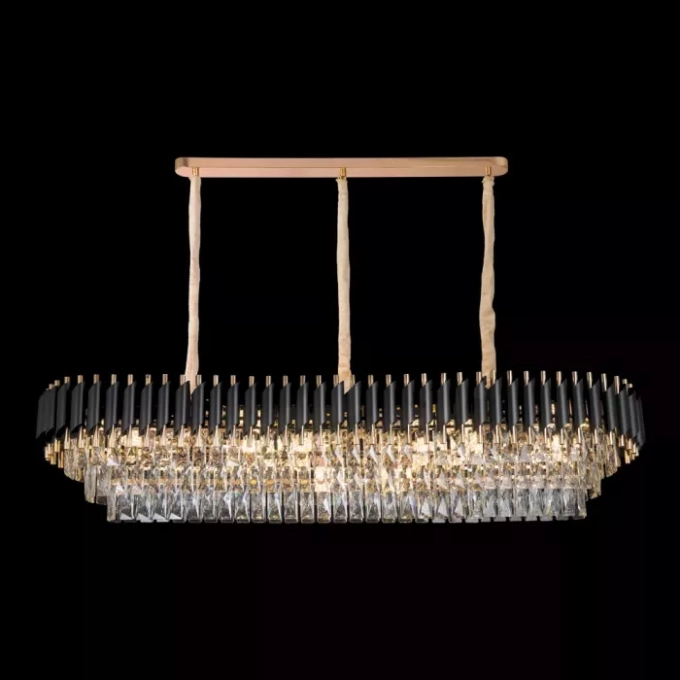Pendente Sindora 16L E14 Metal Preto e Cristal Transparente 1400x350X290mm DCD06585