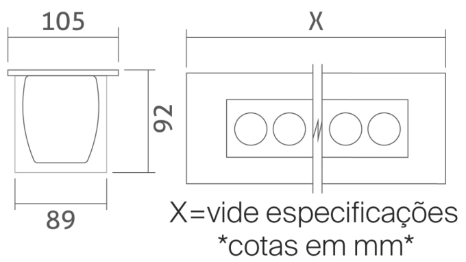 Projetor Embutido Linear Powerlume 12 watts IP67 Alumínio e Vidro Temperado Bivolt 445mm LES12W
