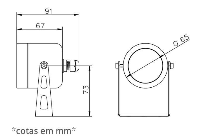 Projetor Powerlume Subaquático 9 watts IP68 12V Inox e Acrílico Bivolt Ø65x91x73mm PSA9W