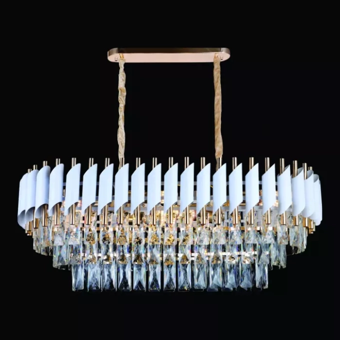 Pendente Sindora 8L E14 Metal Branco Cristal Transparente 750x350mm DCD06596