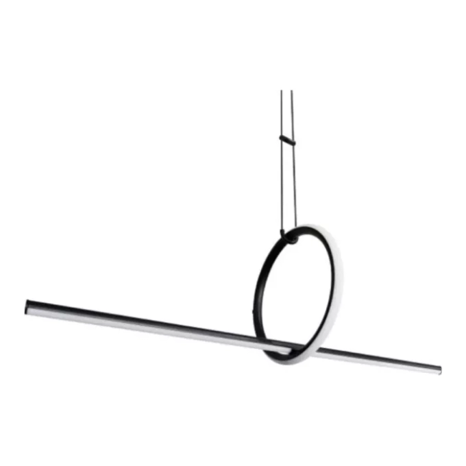 Pendente +Luz Infinity Metal e Alumínio Preto Fosco 39 watts 3000K 410x1300mm PE-121/39.130PF