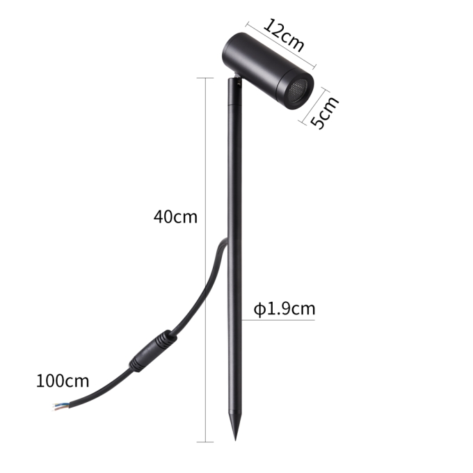 Espeto Nordecor Daya Preto 10 watts 2700K IP67 24° Antiofuscante IRC97 Bivolt Ø50x400mm 6629