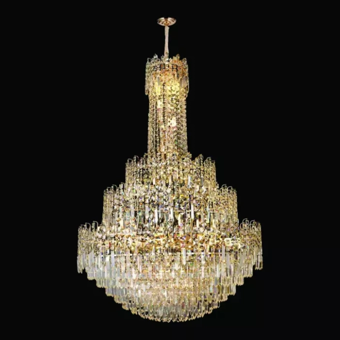 Pendente Sindora 56L E14 Metal Dourado Cristal Ø1200x1800mm DCD01027