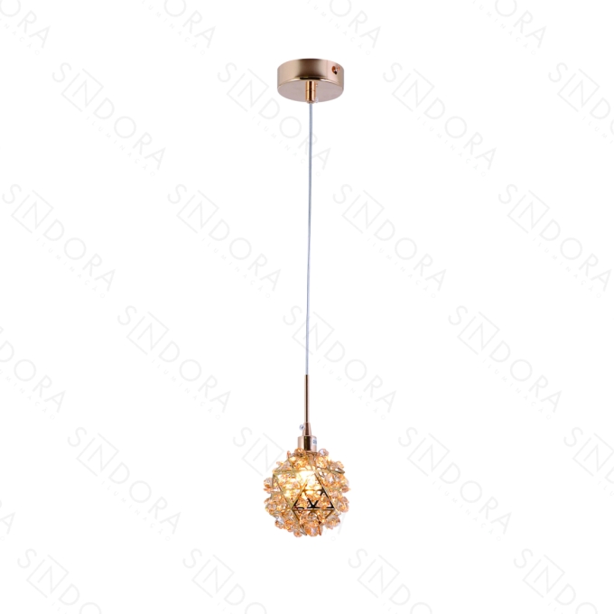 Pendente Sindora Metal Dourado e Cristal 1L G9 100mm QD05162