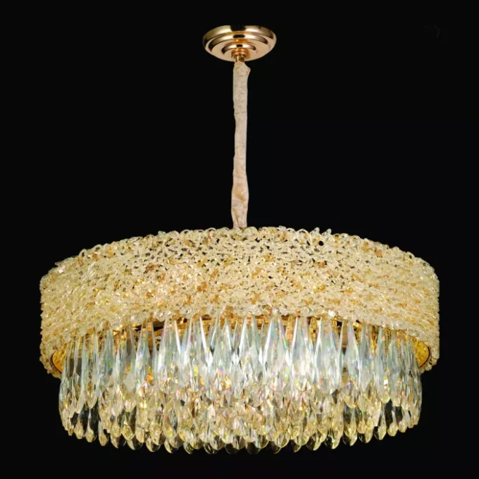 Pendente Sindora 13L E14 Metal Dourado Cristal Ø550X210mm DCD06601