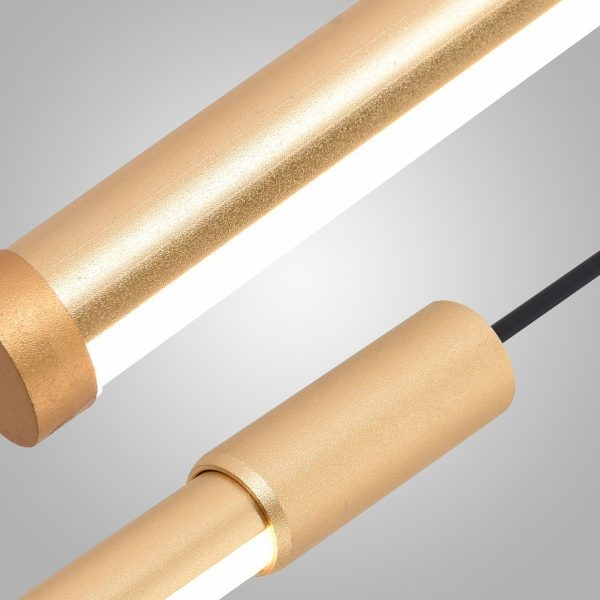 Pendente +Luz Tenues Alumínio Dourado Fosco 8 watts 2700K Ø16x800mm PE-133/8.80DF