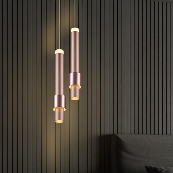 Pendente +Luz Safira Metal e Alumínio Marrom Fosco 6 watts 3000K Ø60x350mm PE-125/6.35MF