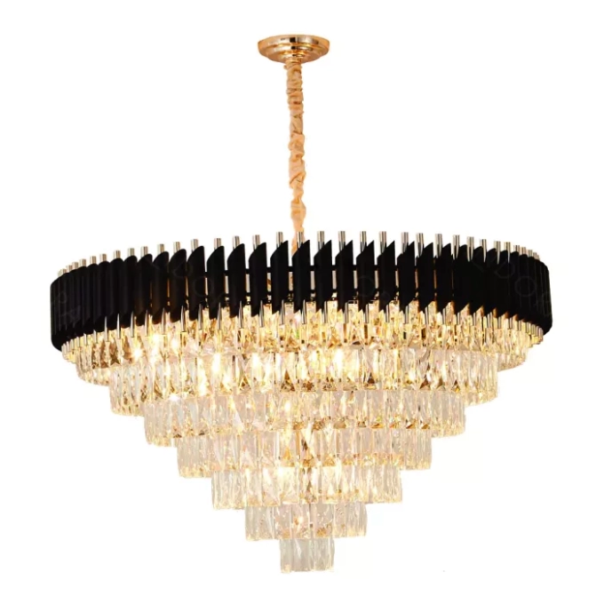 Pendente Sindora 18L E14 Metal Preto e Cristal Transparente Ø950x480mm DCD06545