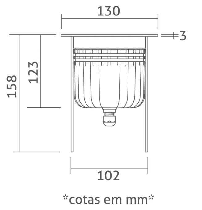 Embutido de Solo Powerlume 15 watts IP67 Alumínio e Difusor Acrílico Bivolt 158x130x102mm ESX15W