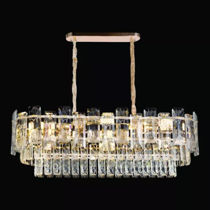 Pendente Sindora 10L E14 Metal Dourado Cristal 770X270X250mm DCD06553