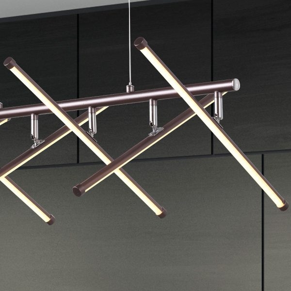 Pendente +Luz Bets Alumínio e Silicone Marrom Fosco 48 watts 3000K 410x800mm PE-131/48.80MF