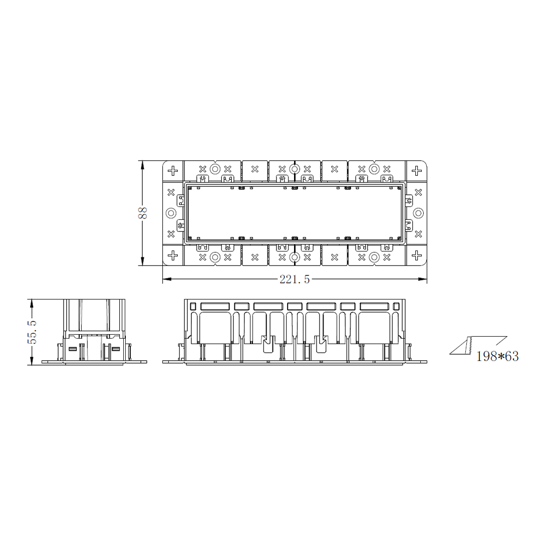 Moldura Embutir para Tap No-Frame Quadruplo Nordecor Branco 221x88x55mm 6683