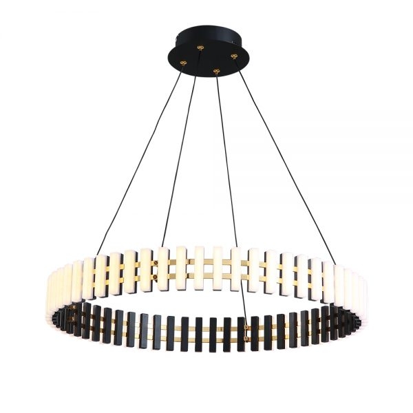 Pendente +Luz Diskio Metal e Acrilico Preto 50 watts 3000K Ø800mm PE-143/50.80PT