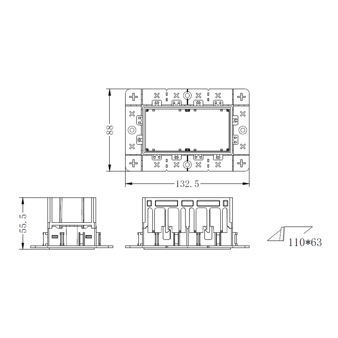Moldura Embutir para Tap No-Frame Duplo Nordecor Branco 132x88x55mm 6681