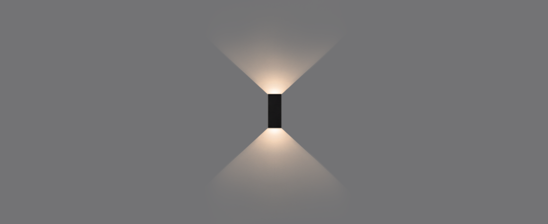 Arandela Stella Wall Max Preto Alumínio 2 Fachos Abertos 15 watts 3000K 90°|90° IP65 STL22737PTO/30