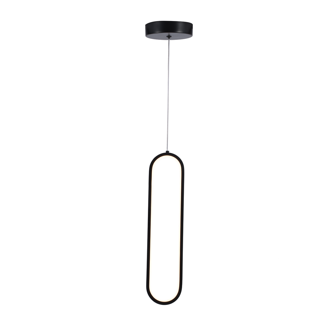 Pendente +Luz Beauty Alumínio e Acrílico Preto Fosco 18 watts 3000K 400x90mm PE-195/18.40PF